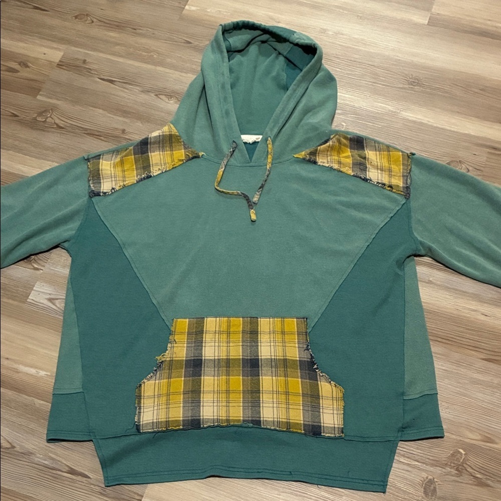 POL oversized Bandana print Hoodie Patchwork Kangaroo pocket Size M Cozy Relaxed - Picture 2 of 9